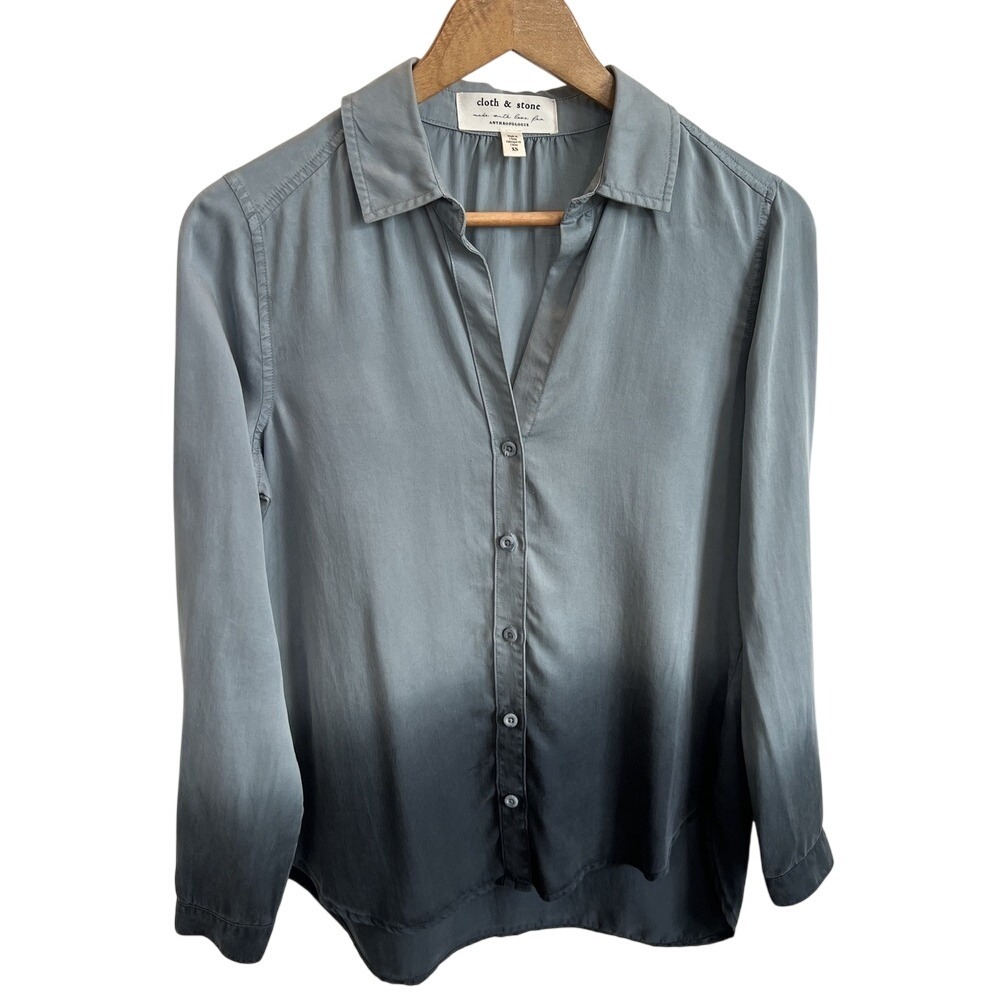 Anthropologie CLOTH & STONE Dip Dyed Button Down Shirt Size XS